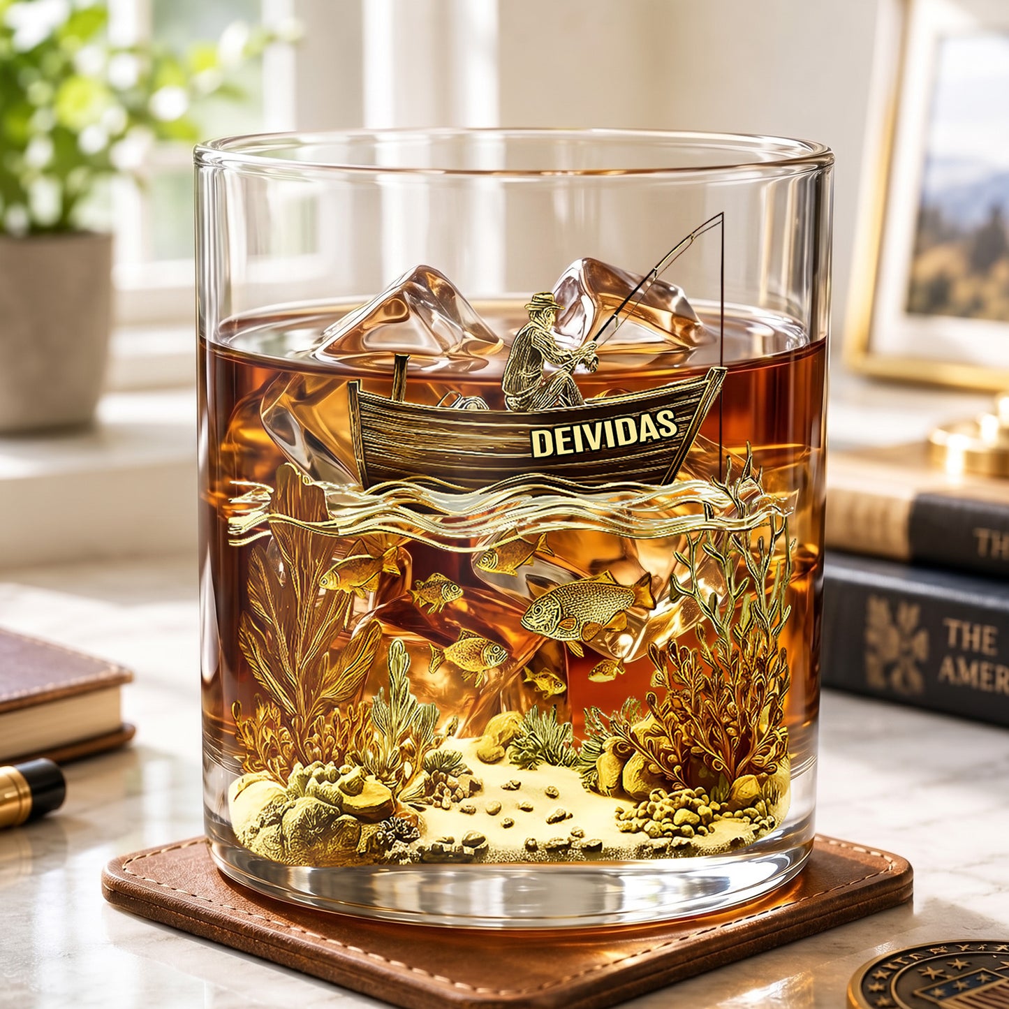 Personalized Fishing Whiskey Glass - Custom Fisherman Gift