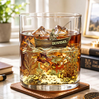 Personalized Fishing Whiskey Glass - Custom Fisherman Gift