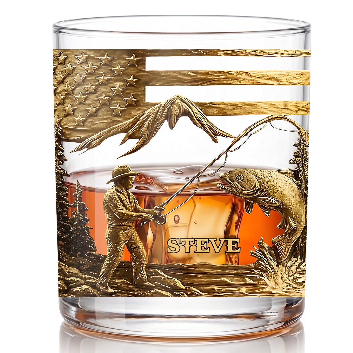 Personalized Fishing Whiskey Glass - Custom Fly Fisherman Gift