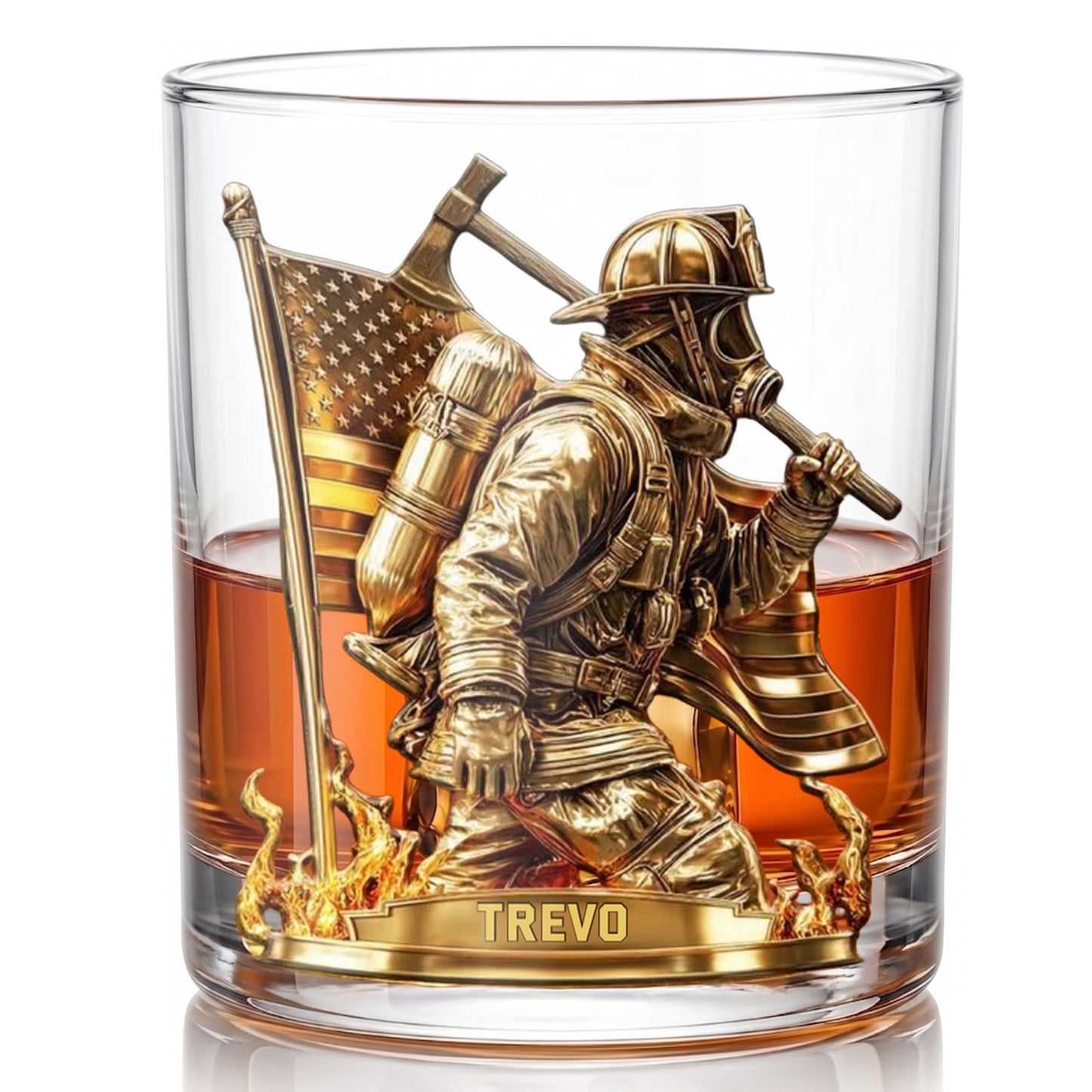 Personalized Firefighter Whiskey Glass - Custom Fire Dept Gift