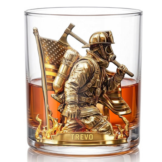 Personalized Firefighter Whiskey Glass - Custom Fire Dept Gift