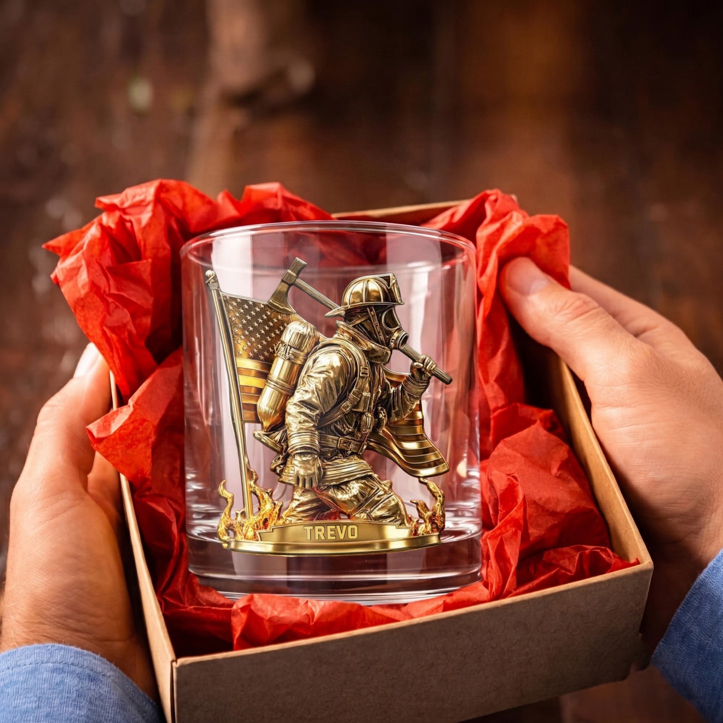 Personalized Firefighter Whiskey Glass - Custom Fire Dept Gift