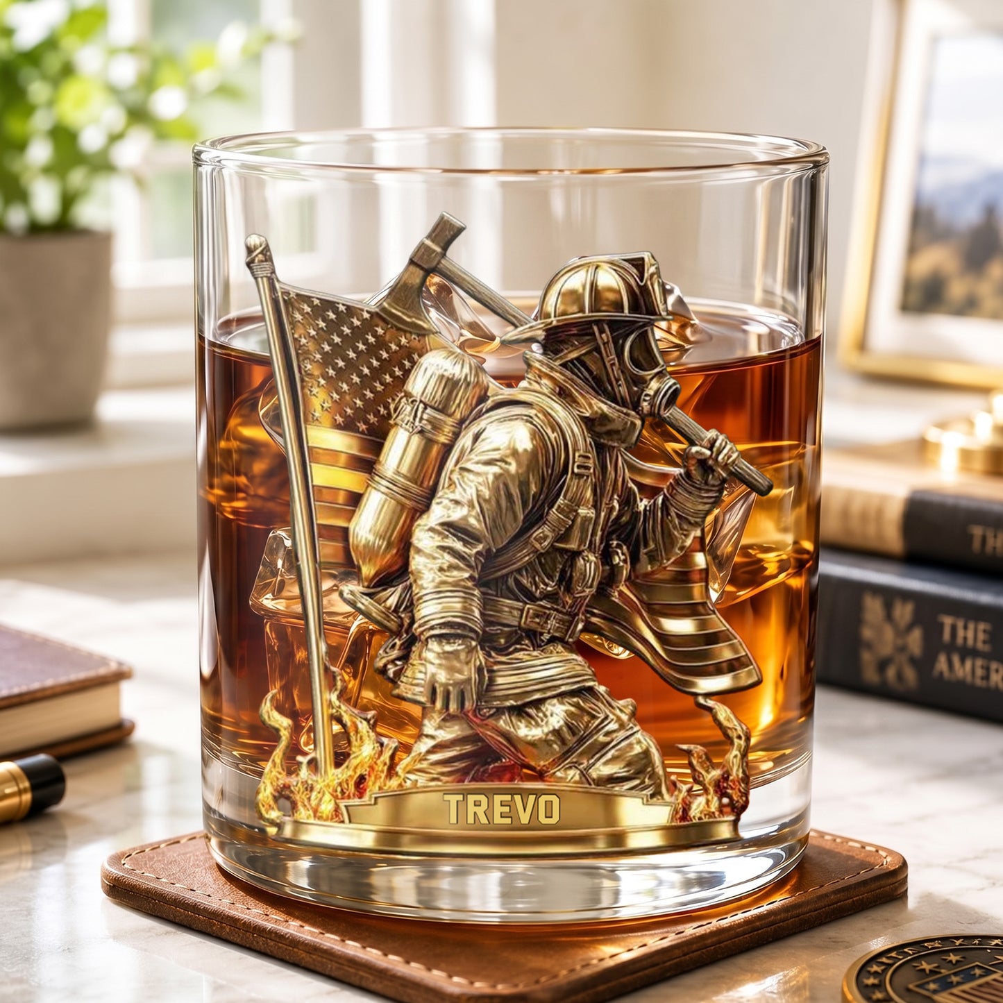 Personalized Firefighter Whiskey Glass - Custom Fire Dept Gift
