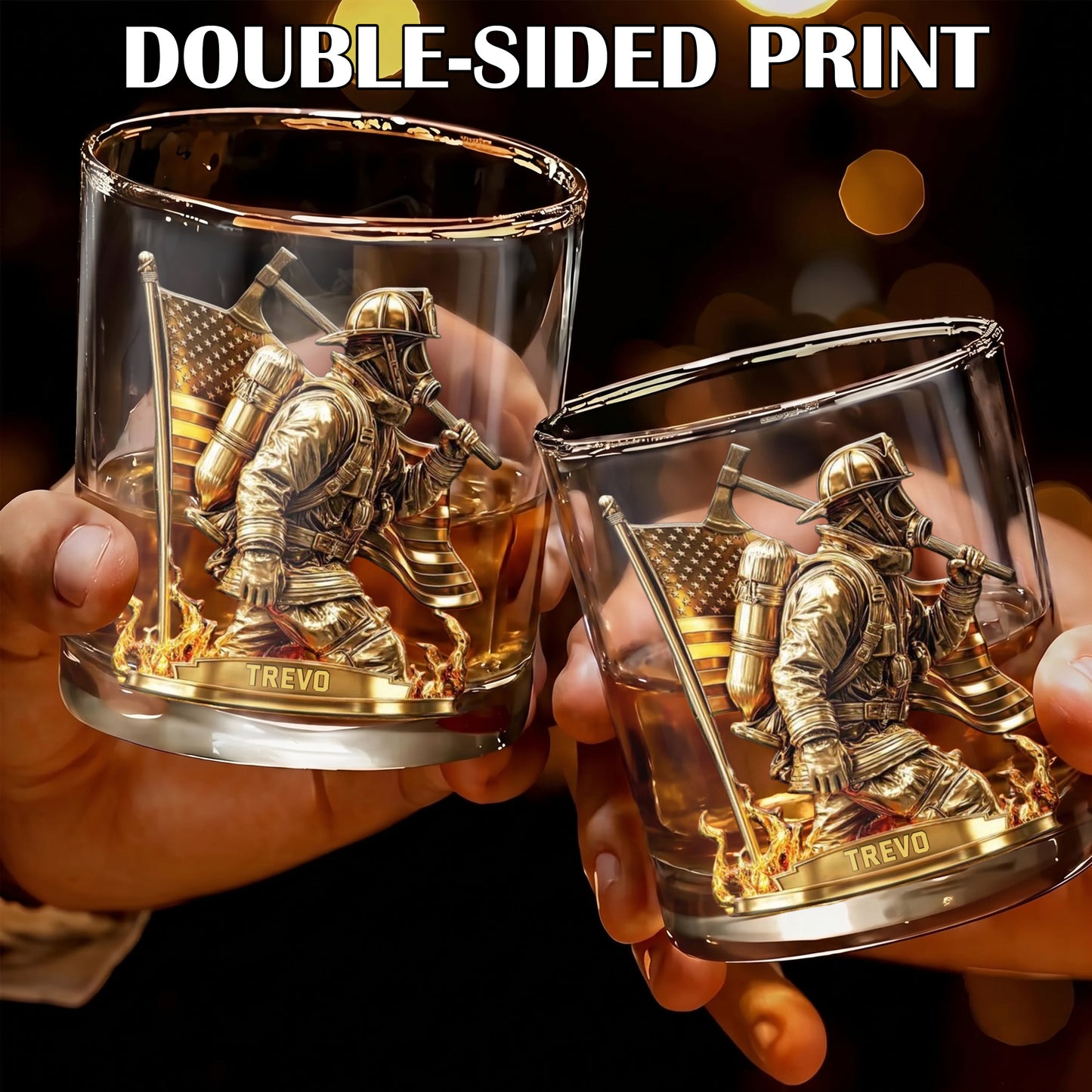 Personalized Firefighter Whiskey Glass - Custom Fire Dept Gift