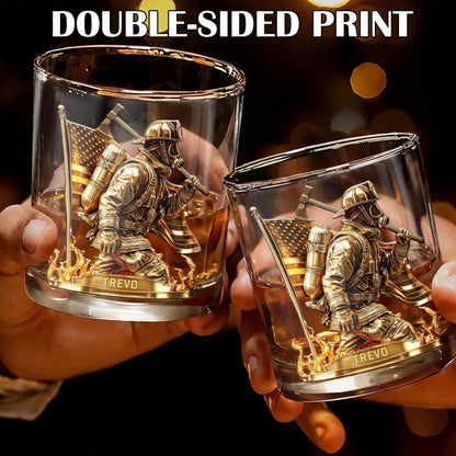 Personalized Firefighter Whiskey Glass - Custom Fire Dept Gift