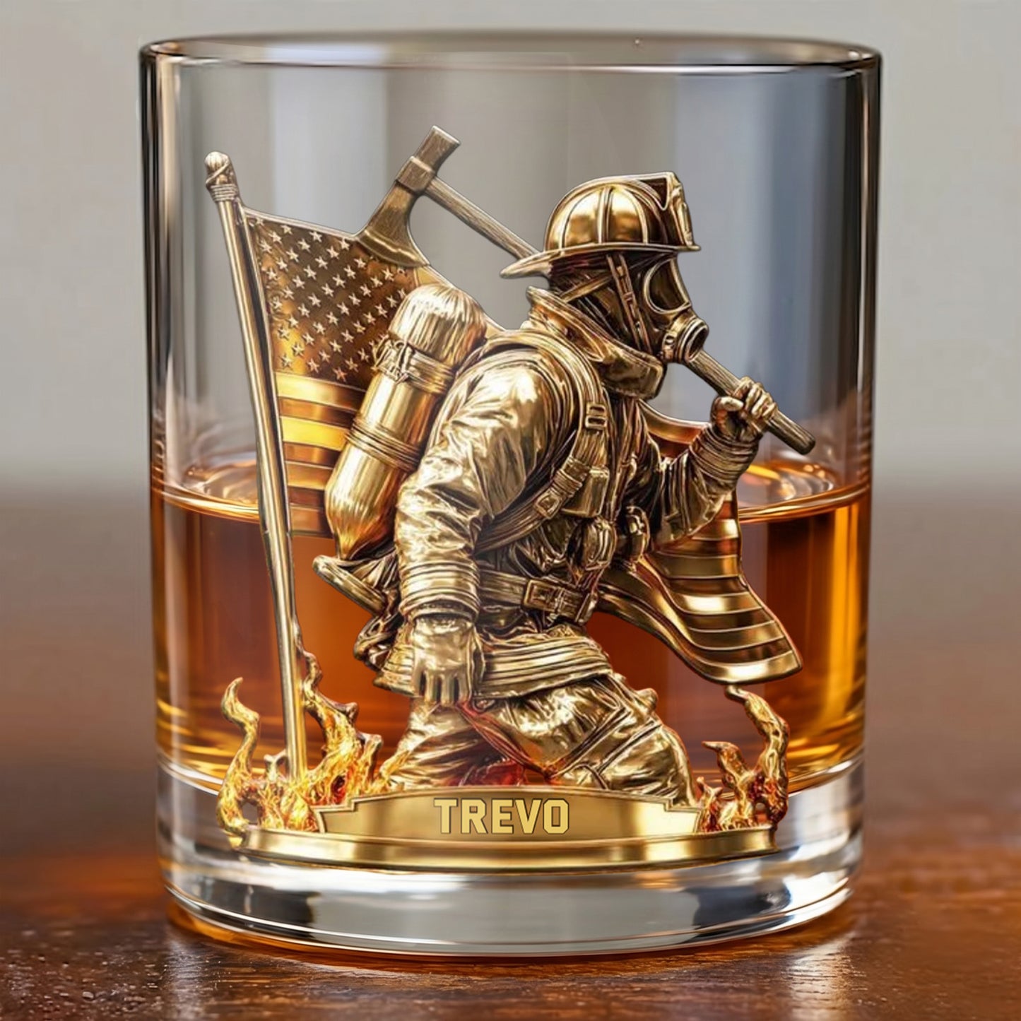 Personalized Firefighter Whiskey Glass - Custom Fire Dept Gift