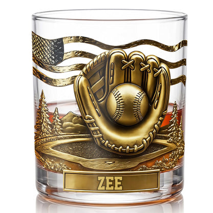 Personalized Baseball Whiskey Glass - Custom Sports Fan Gift