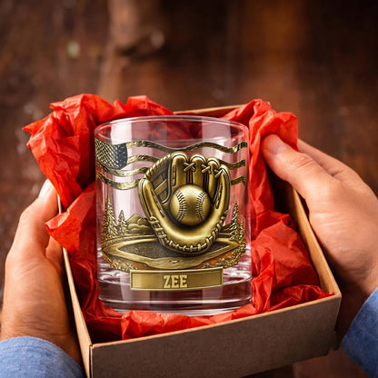 Personalized Baseball Whiskey Glass - Custom Sports Fan Gift