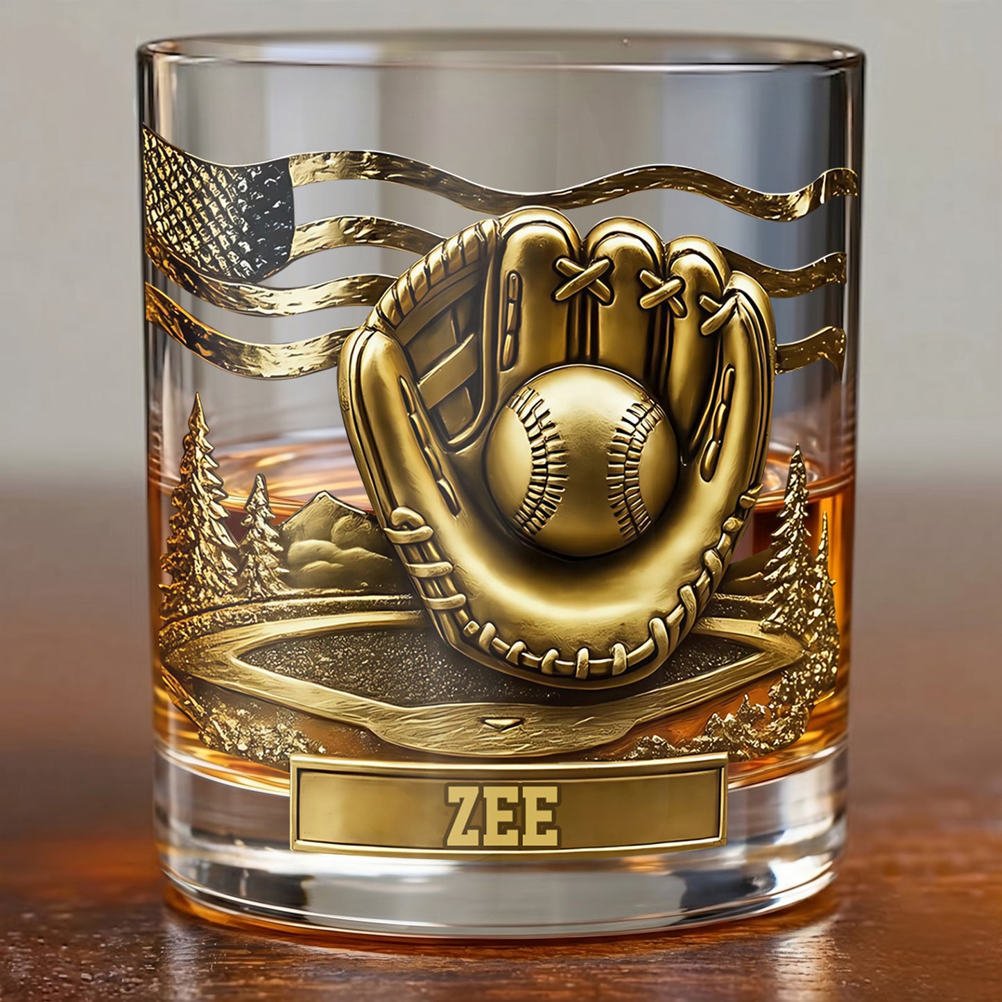Personalized Baseball Whiskey Glass - Custom Sports Fan Gift