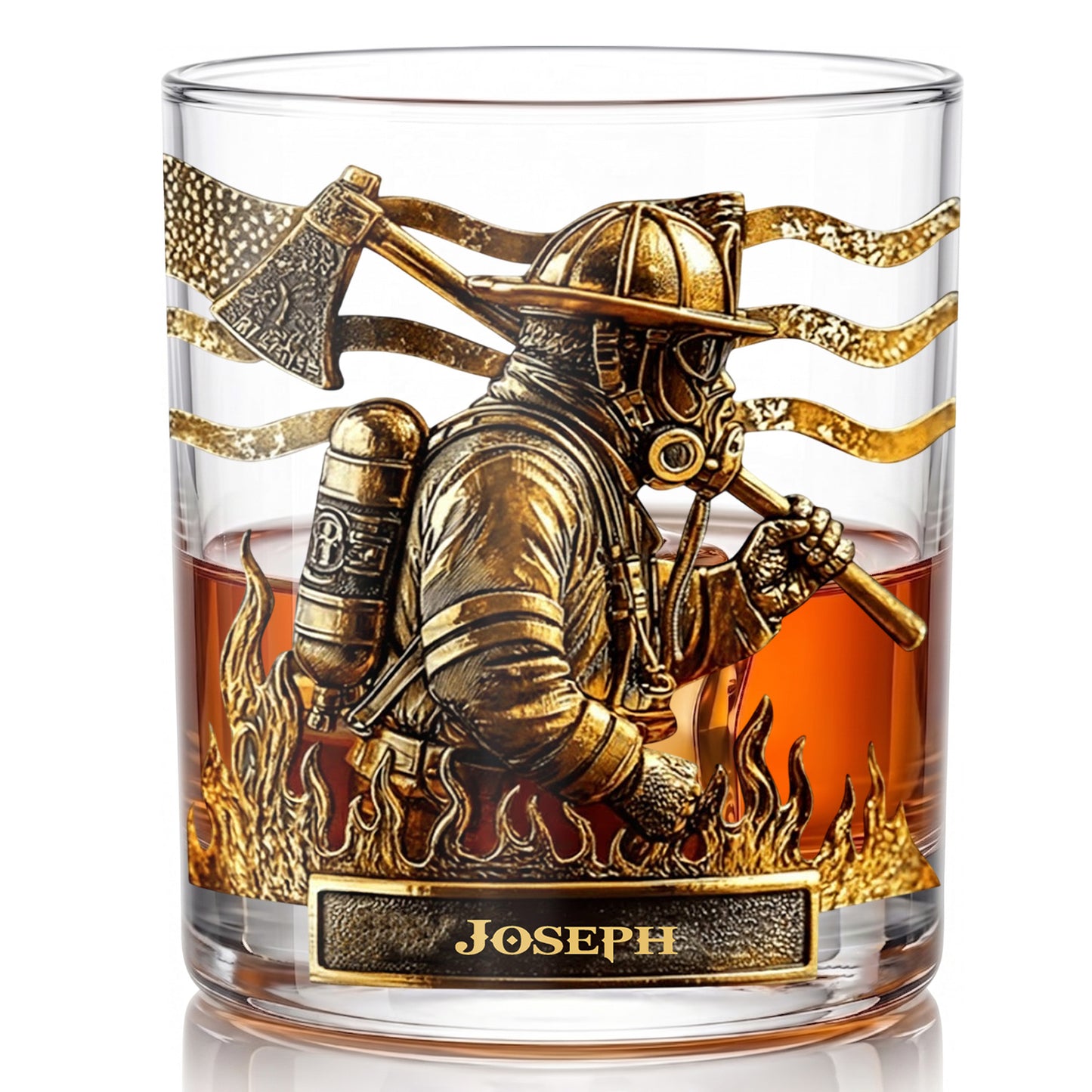 Personalized Firefighter Whiskey Glass - Custom Fire Dept Gift