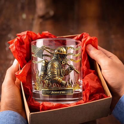 Personalized Firefighter Whiskey Glass - Custom Fire Dept Gift