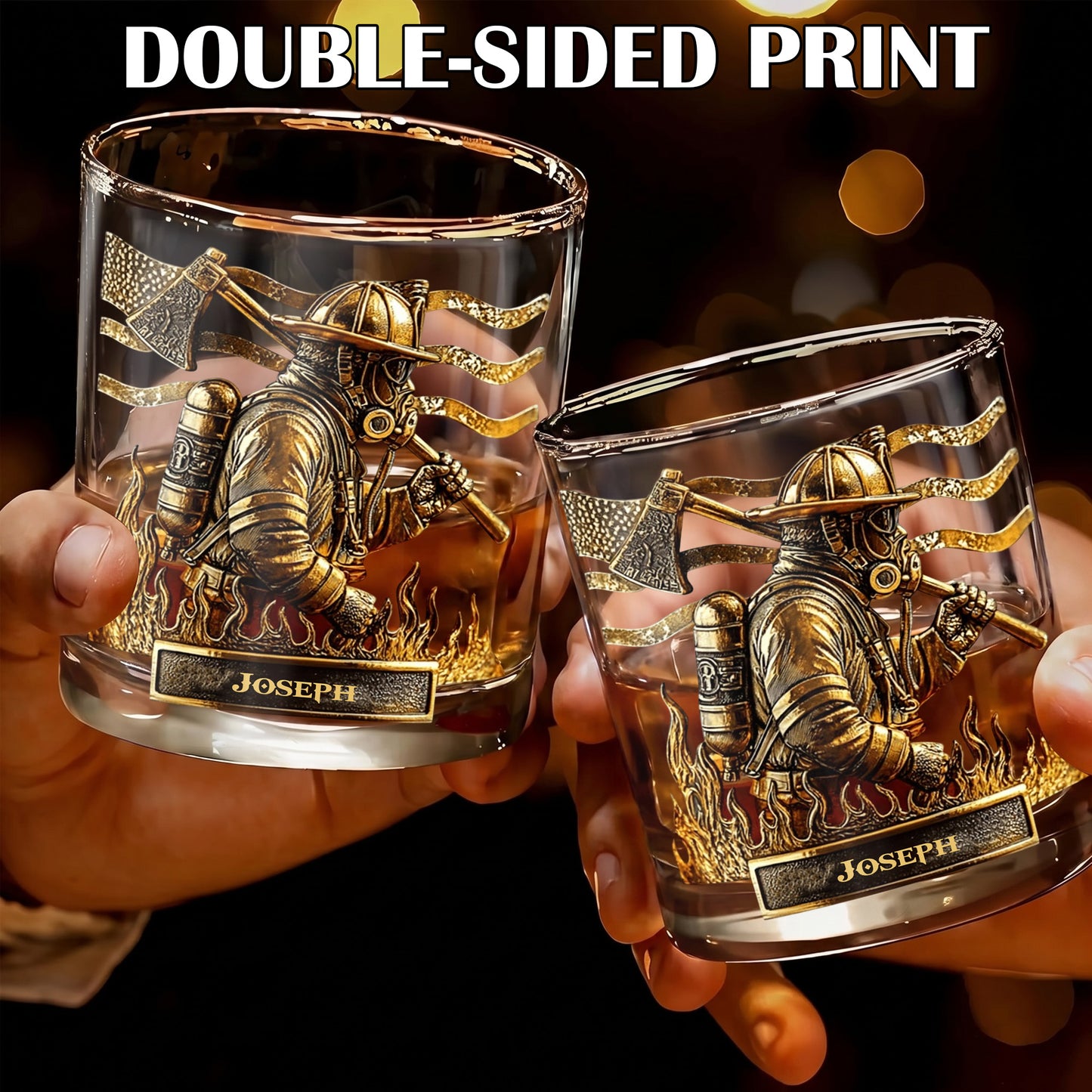 Personalized Firefighter Whiskey Glass - Custom Fire Dept Gift