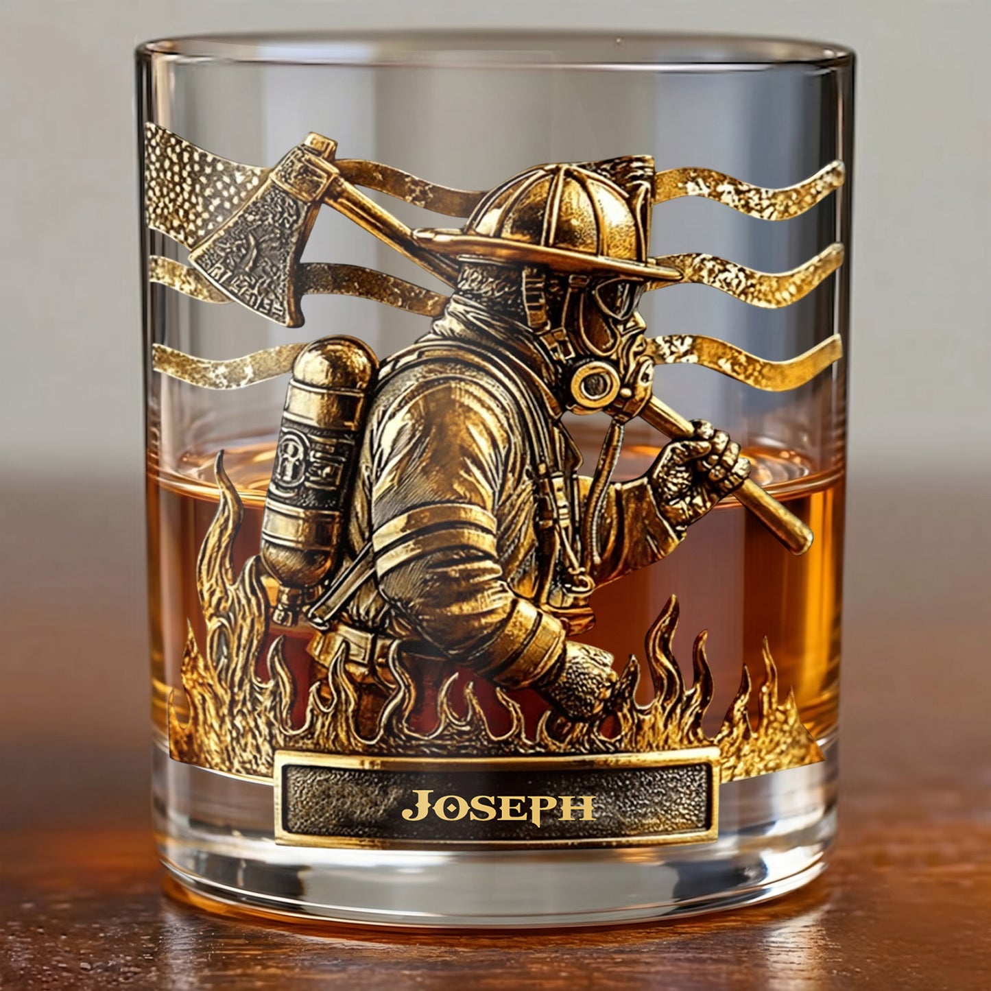 Personalized Firefighter Whiskey Glass - Custom Fire Dept Gift