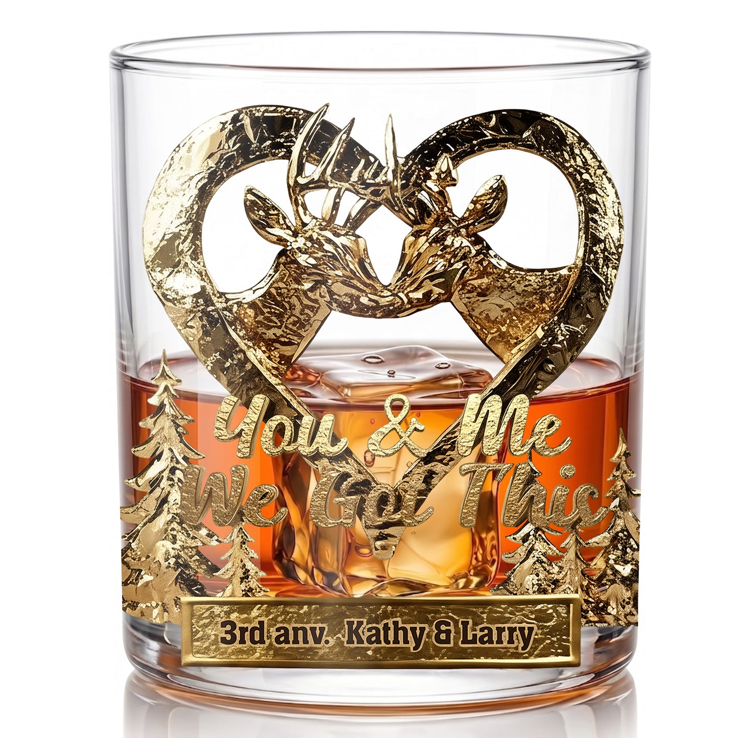 Personalized Hunting Whiskey Glass - Custom Couple Anniversary Gift