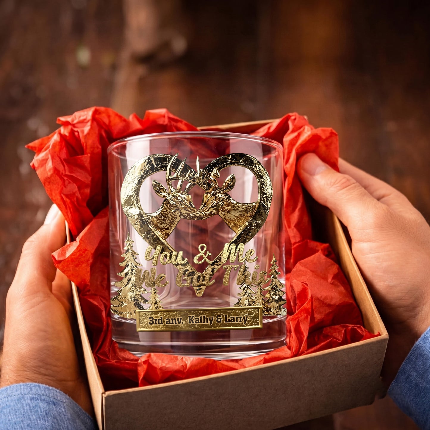 Personalized Hunting Whiskey Glass - Custom Couple Anniversary Gift