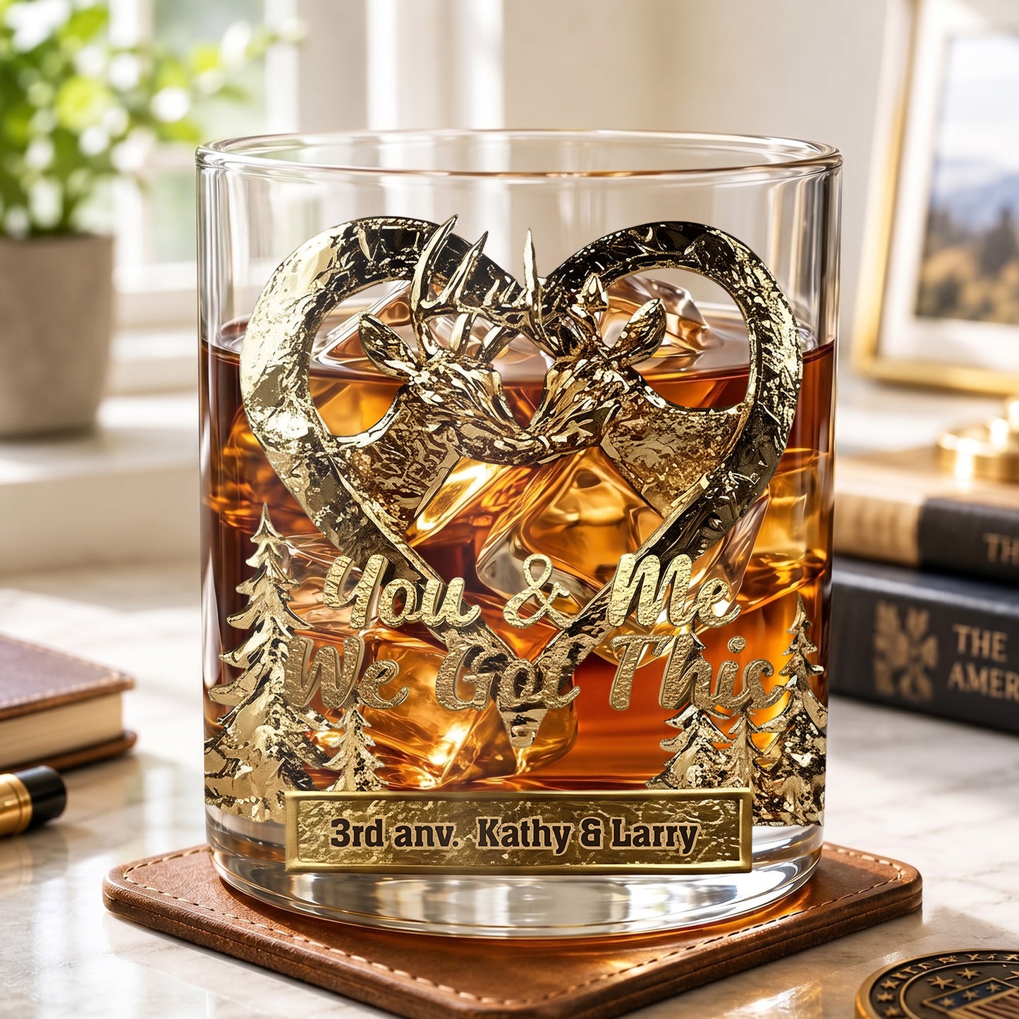 Personalized Hunting Whiskey Glass - Custom Couple Anniversary Gift
