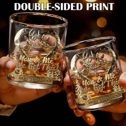 Personalized Hunting Whiskey Glass - Custom Couple Anniversary Gift