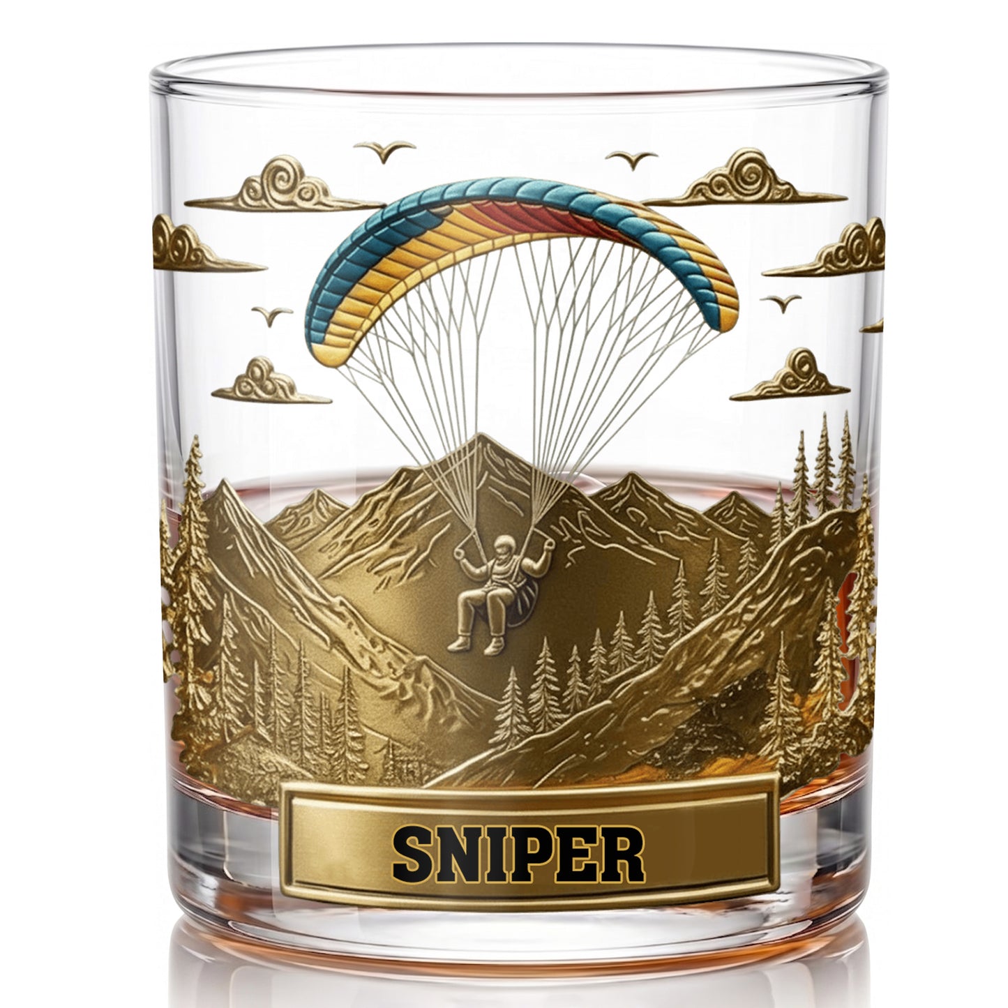 Personalized Paragliding Whiskey Glass - Custom Sky Master Gift