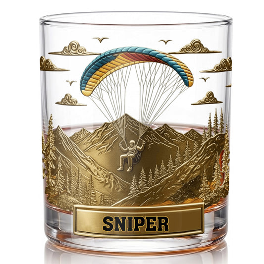 Personalized Paragliding Whiskey Glass - Custom Sky Master Gift