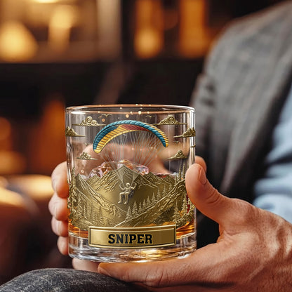 Personalized Paragliding Whiskey Glass - Custom Sky Master Gift