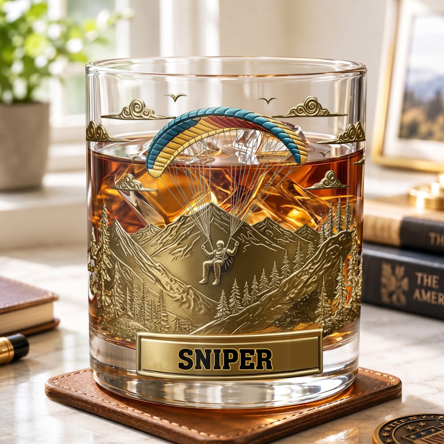 Personalized Paragliding Whiskey Glass - Custom Sky Master Gift