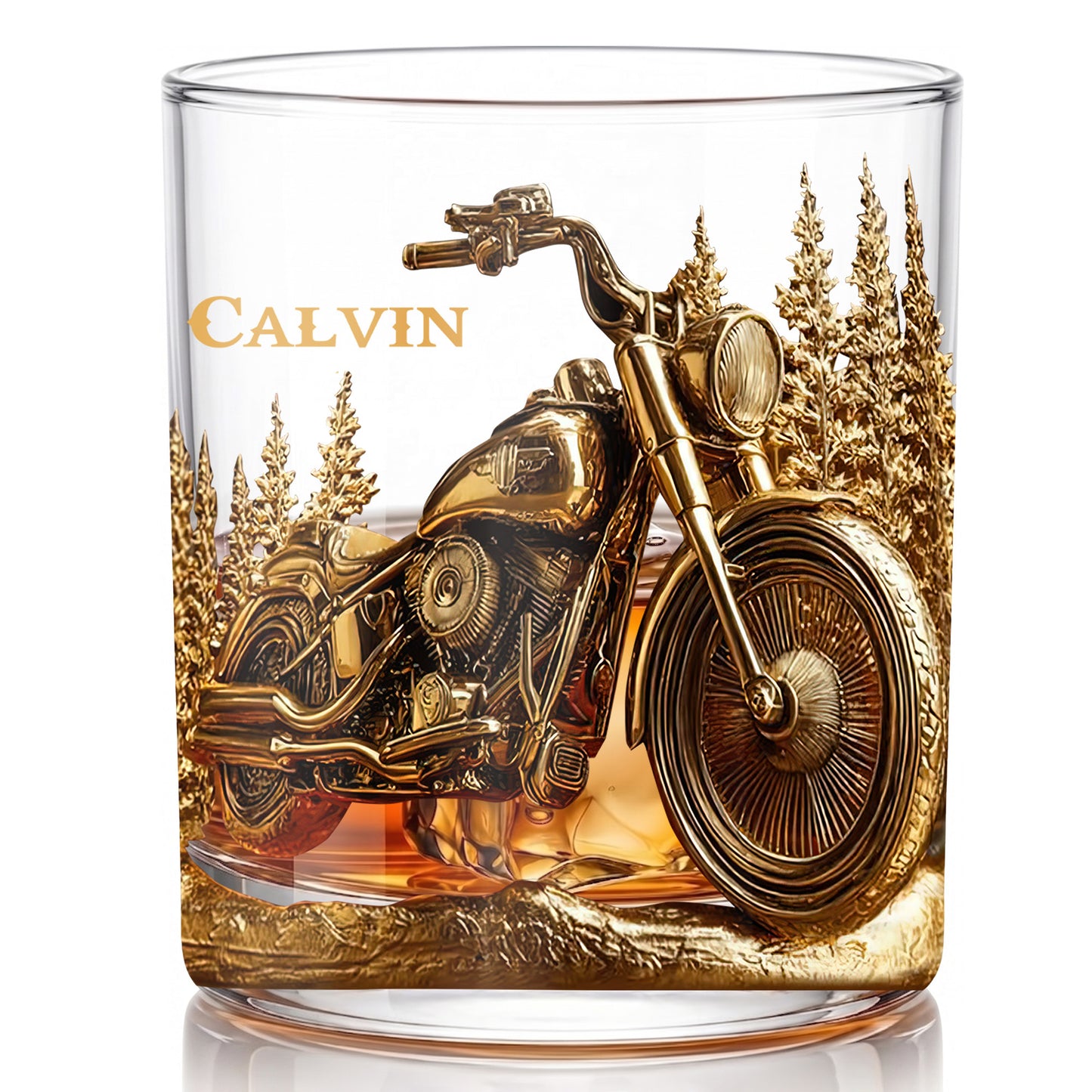 Personalized Motorcycle Whiskey Glass - Custom Biker Gift