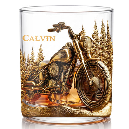 Personalized Motorcycle Whiskey Glass - Custom Biker Gift