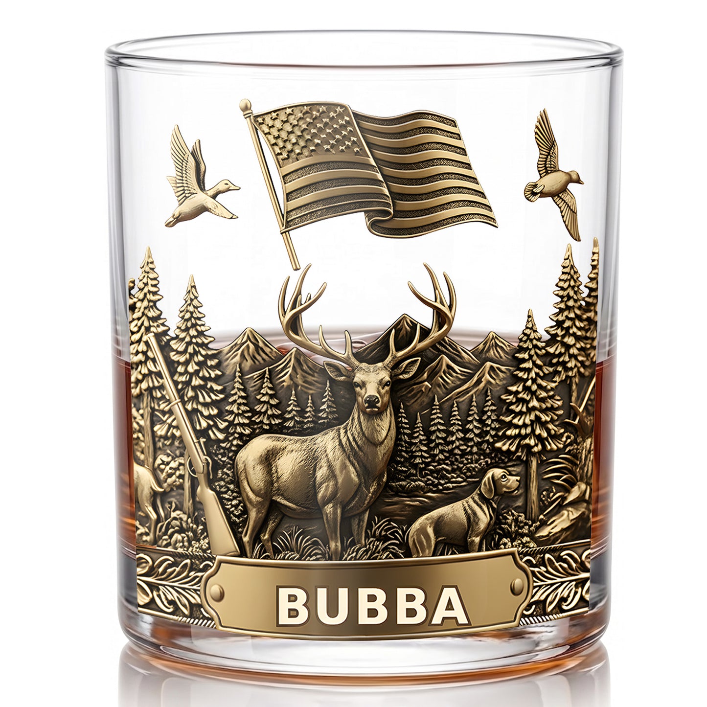 Personalized Hunting Whiskey Glass - Custom Hunter Gift