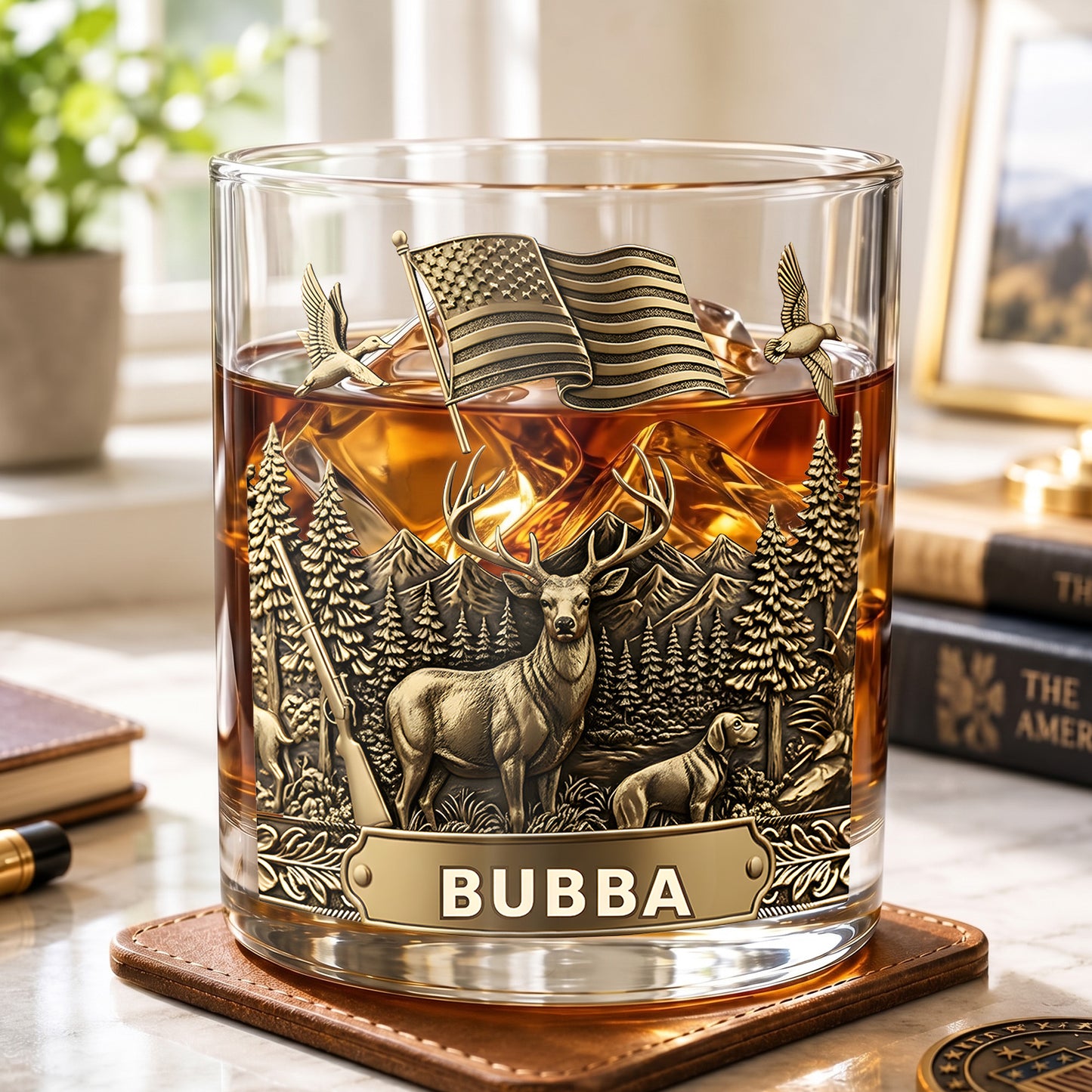 Personalized Hunting Whiskey Glass - Custom Hunter Gift