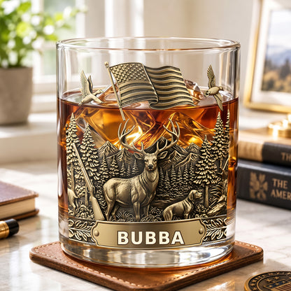 Personalized Hunting Whiskey Glass - Custom Hunter Gift