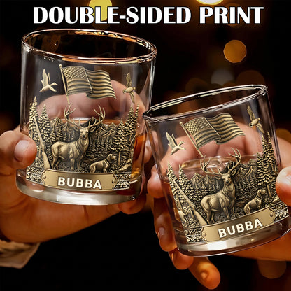 Personalized Hunting Whiskey Glass - Custom Hunter Gift