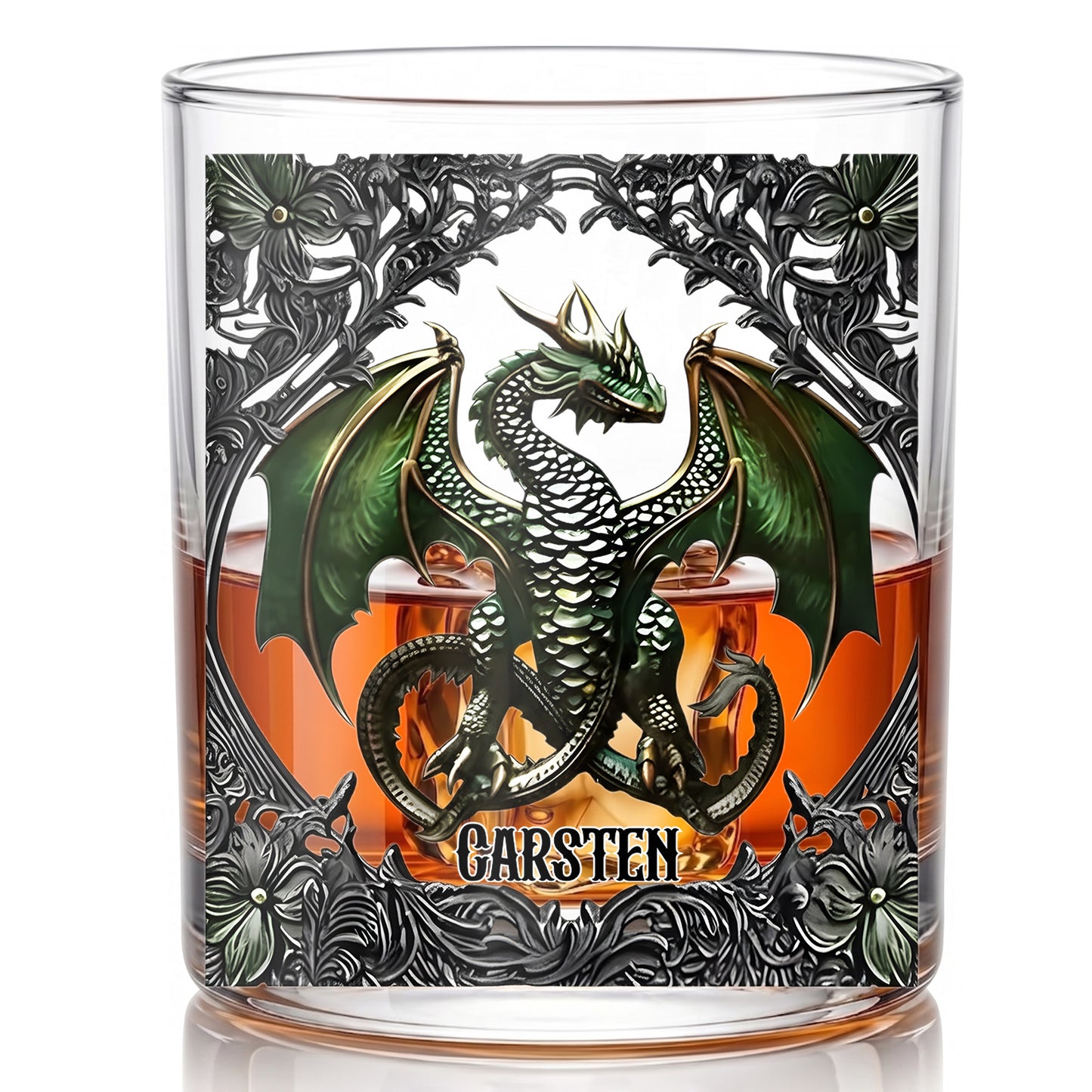 Personalized Dragon Whiskey Glass - Custom Fantasy Barware Gift