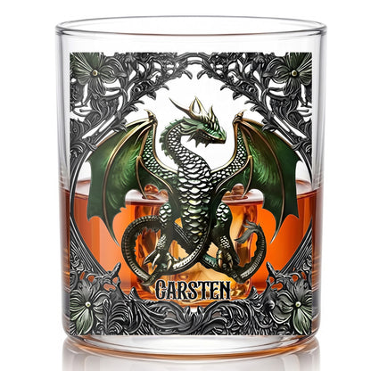 Personalized Dragon Whiskey Glass - Custom Fantasy Barware Gift