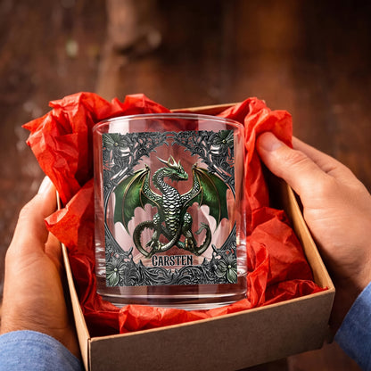 Personalized Dragon Whiskey Glass - Custom Fantasy Barware Gift
