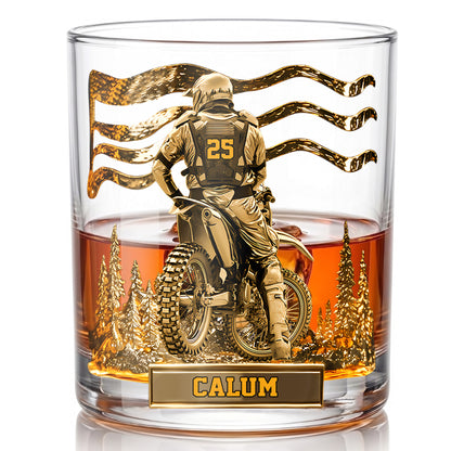 Personalized Motocross Whiskey Glass - Custom Dirt Bike Gift