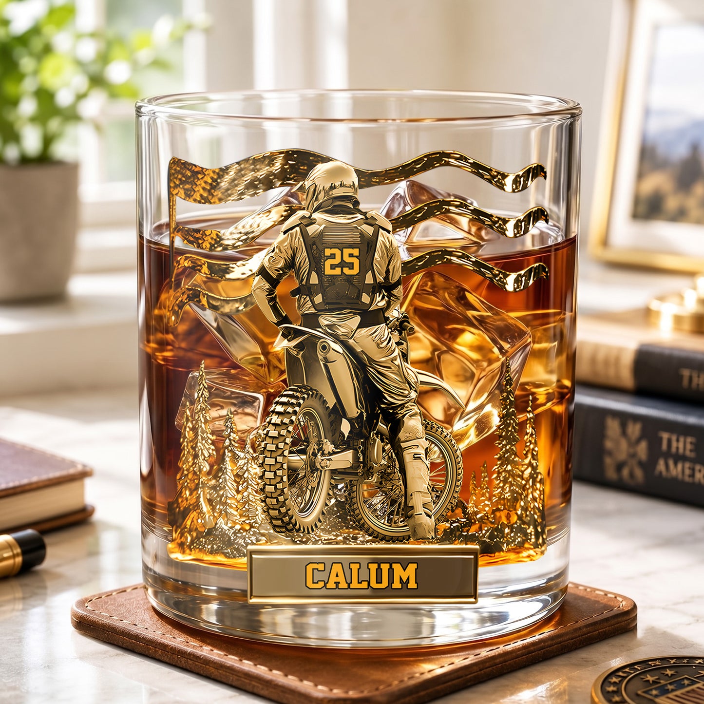 Personalized Motocross Whiskey Glass - Custom Dirt Bike Gift