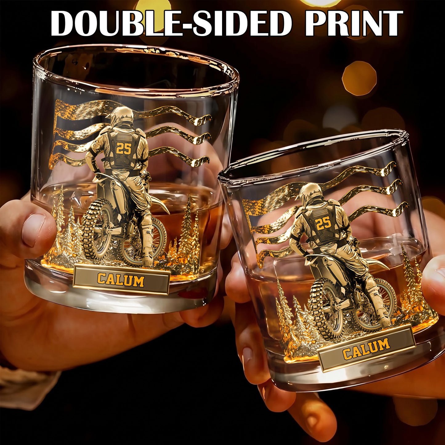Personalized Motocross Whiskey Glass - Custom Dirt Bike Gift