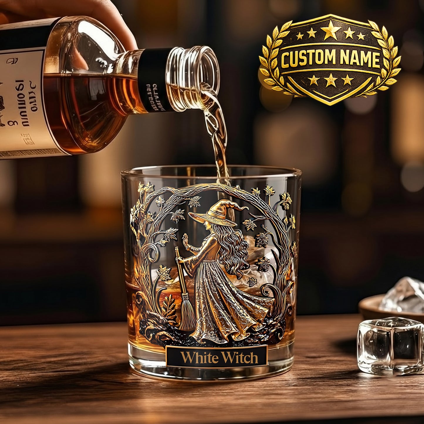 Personalized Witch Whiskey Glass - Custom Halloween Barware Gift