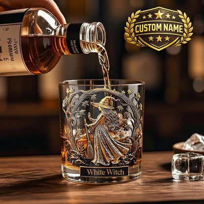 Personalized Witch Whiskey Glass - Custom Halloween Barware Gift