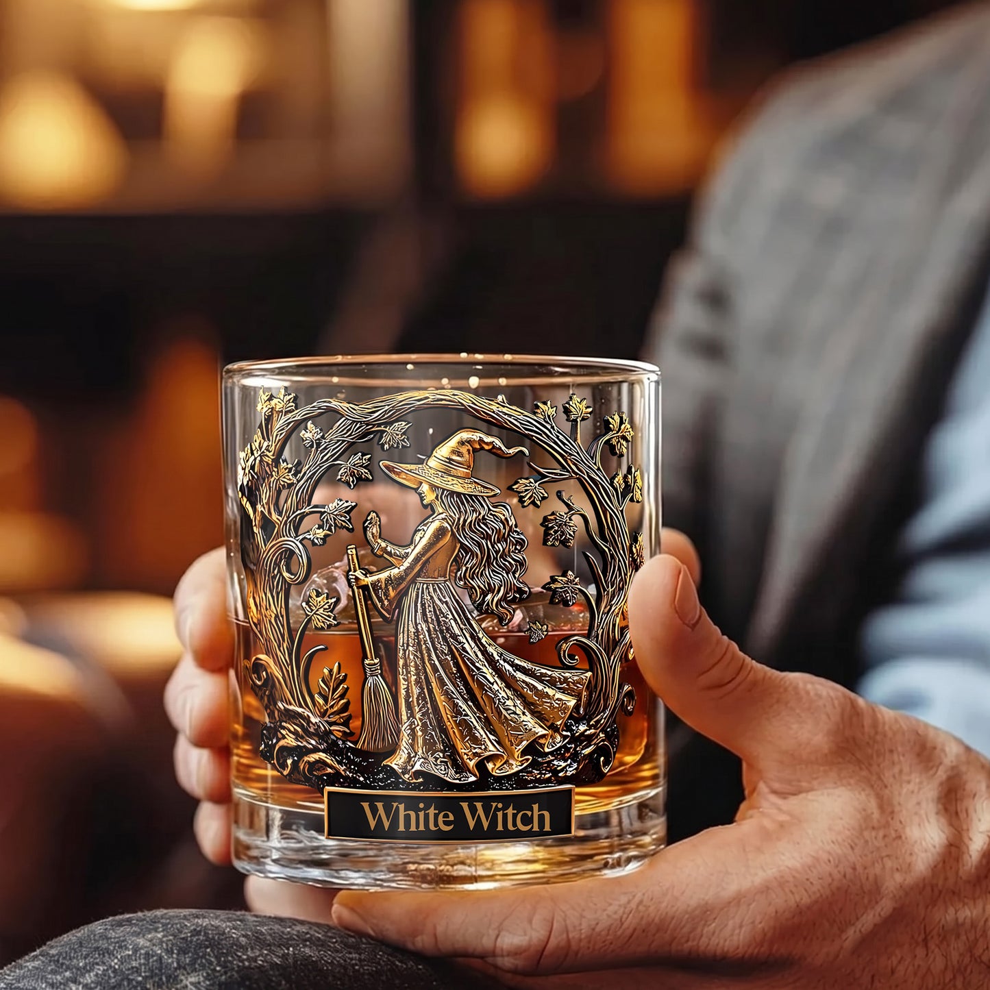 Personalized Witch Whiskey Glass - Custom Halloween Barware Gift