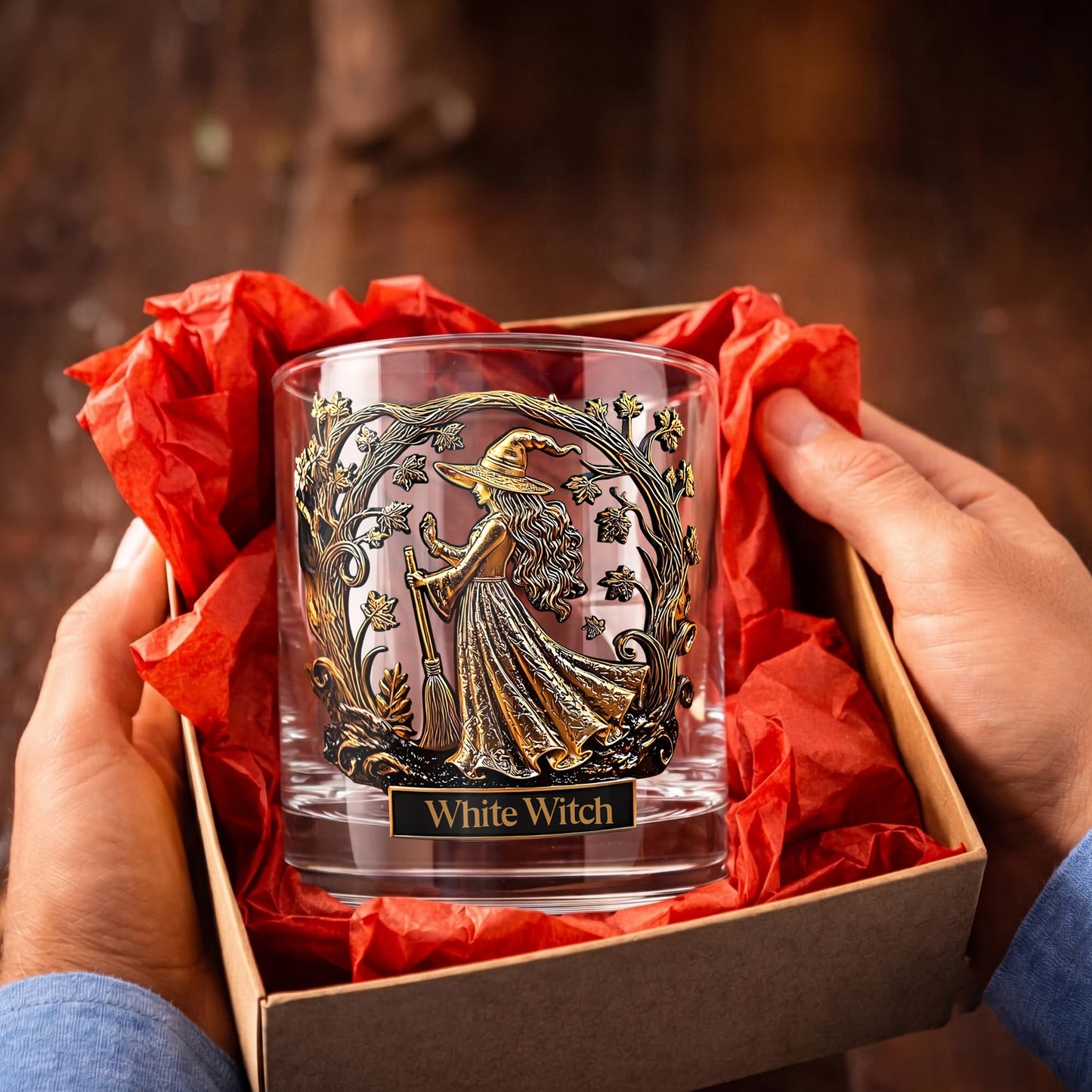 Personalized Witch Whiskey Glass - Custom Halloween Barware Gift