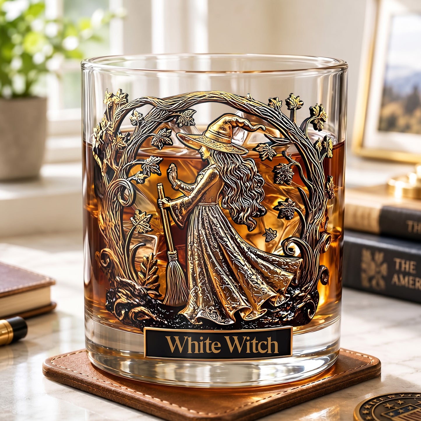 Personalized Witch Whiskey Glass - Custom Halloween Barware Gift