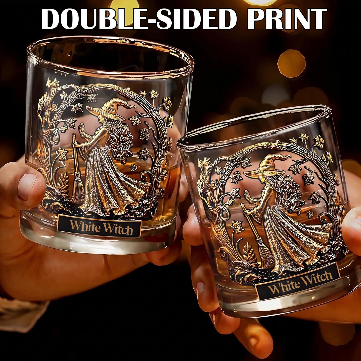 Personalized Witch Whiskey Glass - Custom Halloween Barware Gift