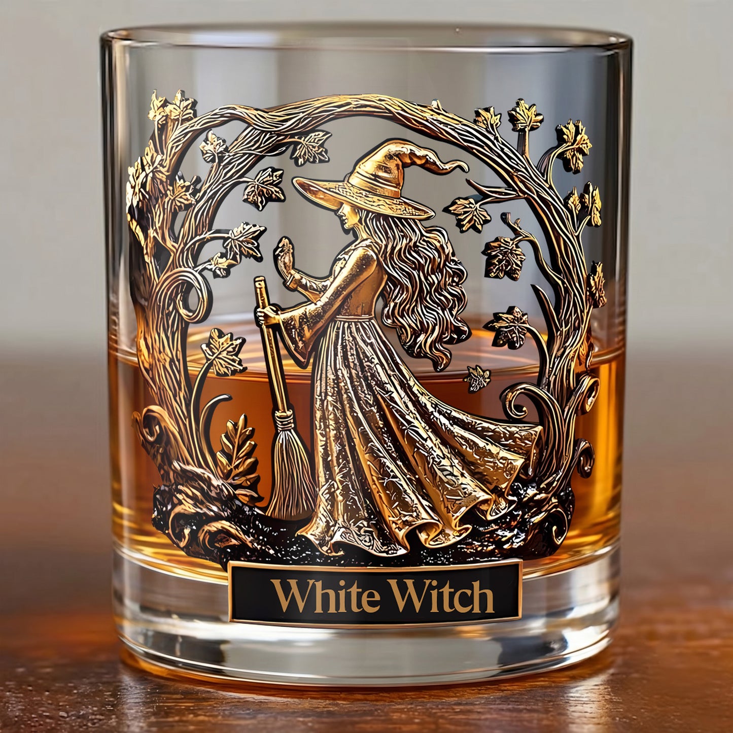 Personalized Witch Whiskey Glass - Custom Halloween Barware Gift