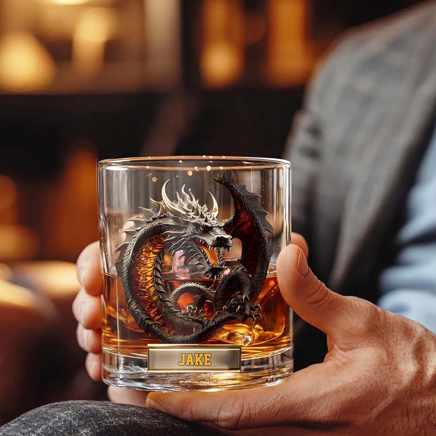 Personalized Dragon Whiskey Glass - Custom Fantasy Barware Gift
