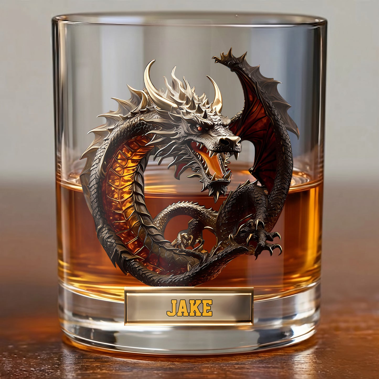 Personalized Dragon Whiskey Glass - Custom Fantasy Barware Gift