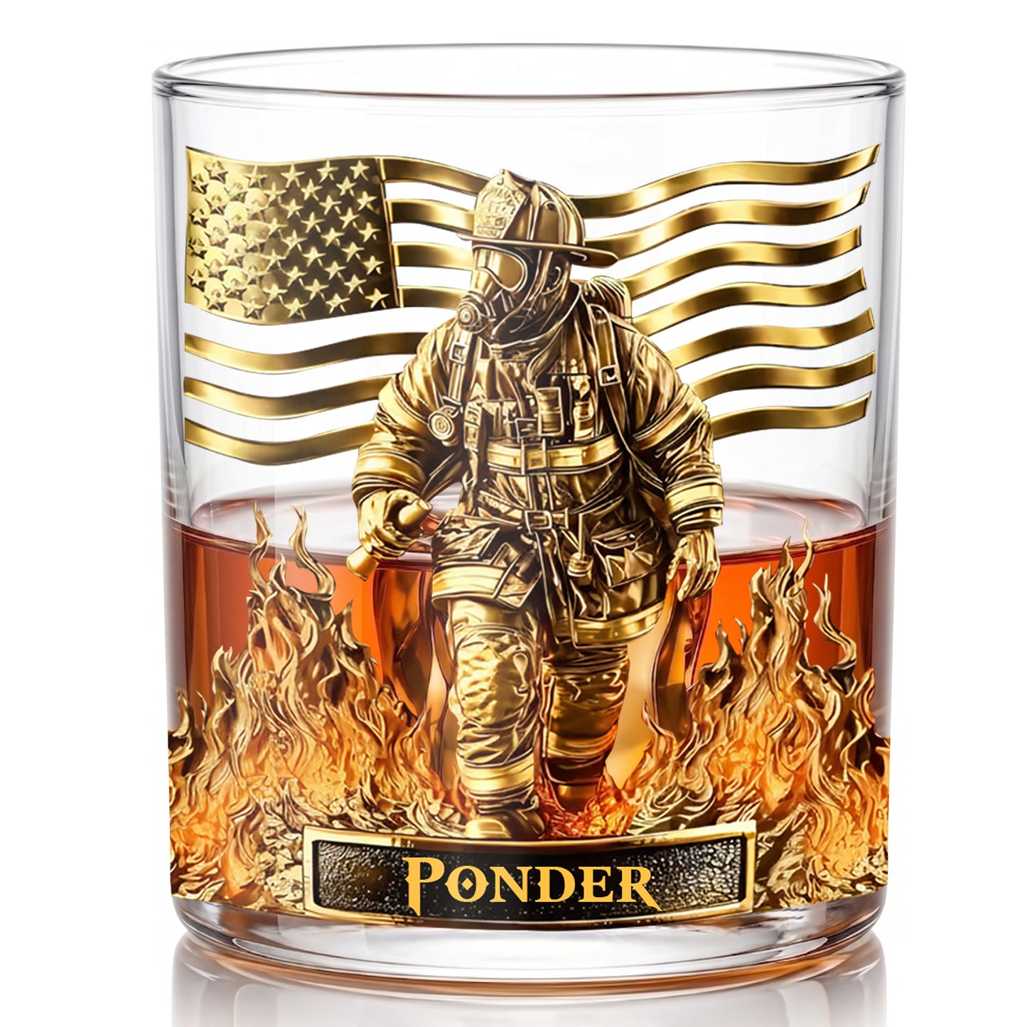 Personalized Firefighter Whiskey Glass - Custom Fire Dept Gift