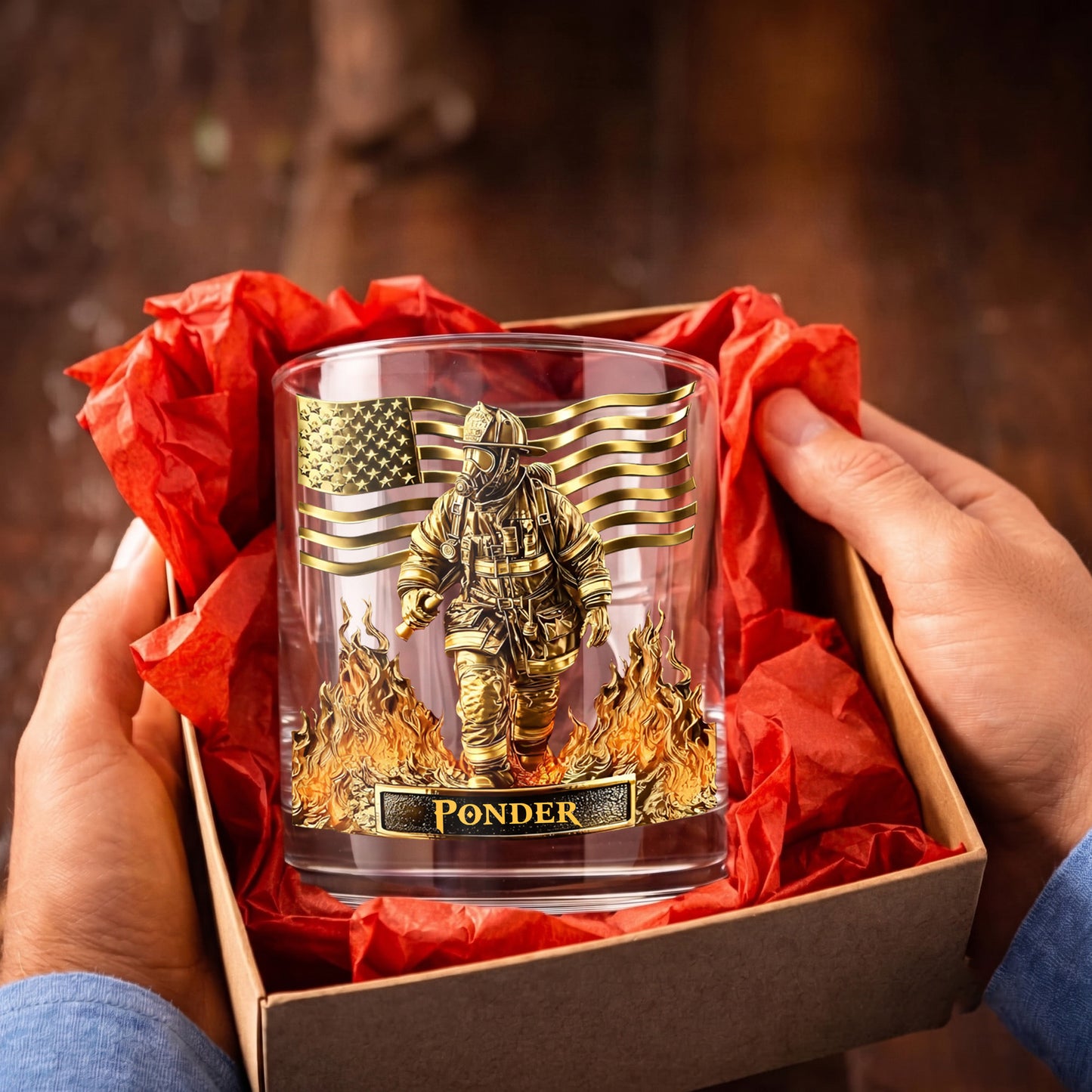 Personalized Firefighter Whiskey Glass - Custom Fire Dept Gift