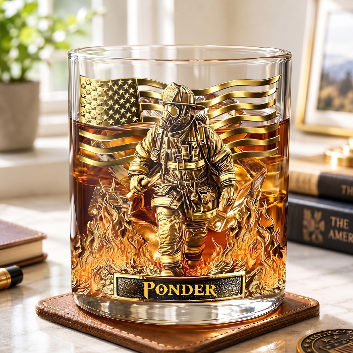Personalized Firefighter Whiskey Glass - Custom Fire Dept Gift
