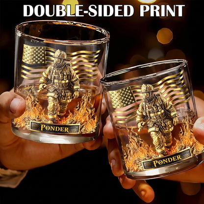 Personalized Firefighter Whiskey Glass - Custom Fire Dept Gift